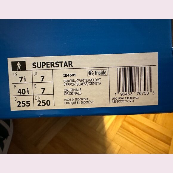 ADIDAS Superstar Shoes- RARE Dark Green / Core White / Gold Metallic - Picture 8 of 8